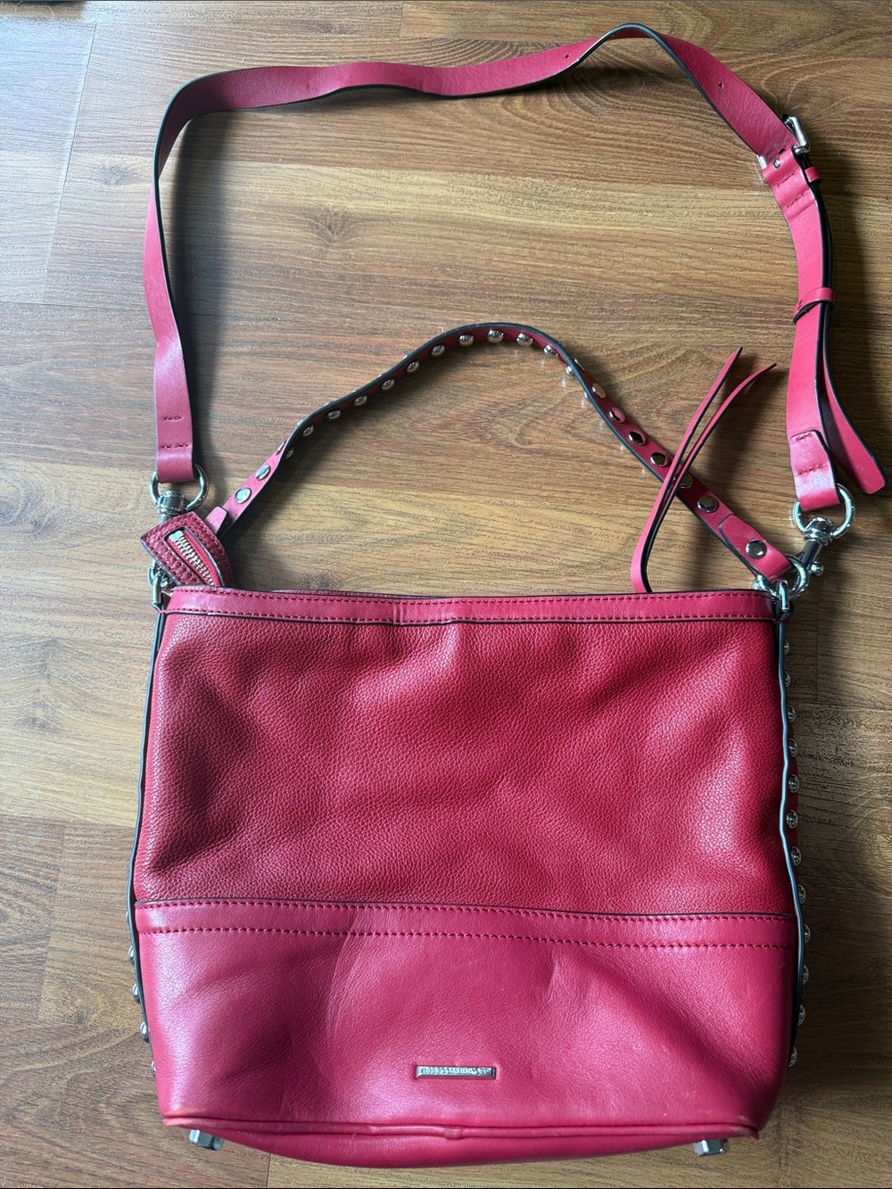 Rebecca Minkoff Red Leather Crossbody Tote Bag - Women's Shoulder Bag